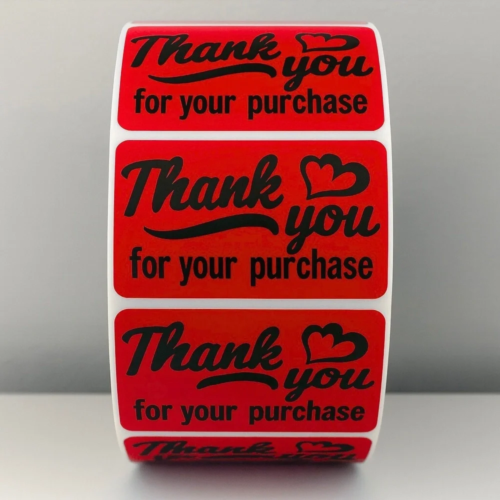 💗 Pink Thank You Stickers– 2x1” Cute Labels for Packages & Small Business 100